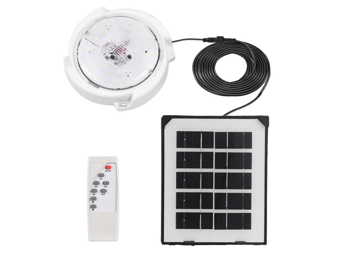 Luz solar de 45 W para interior y exterior, 50 LED con control remoto ajustable