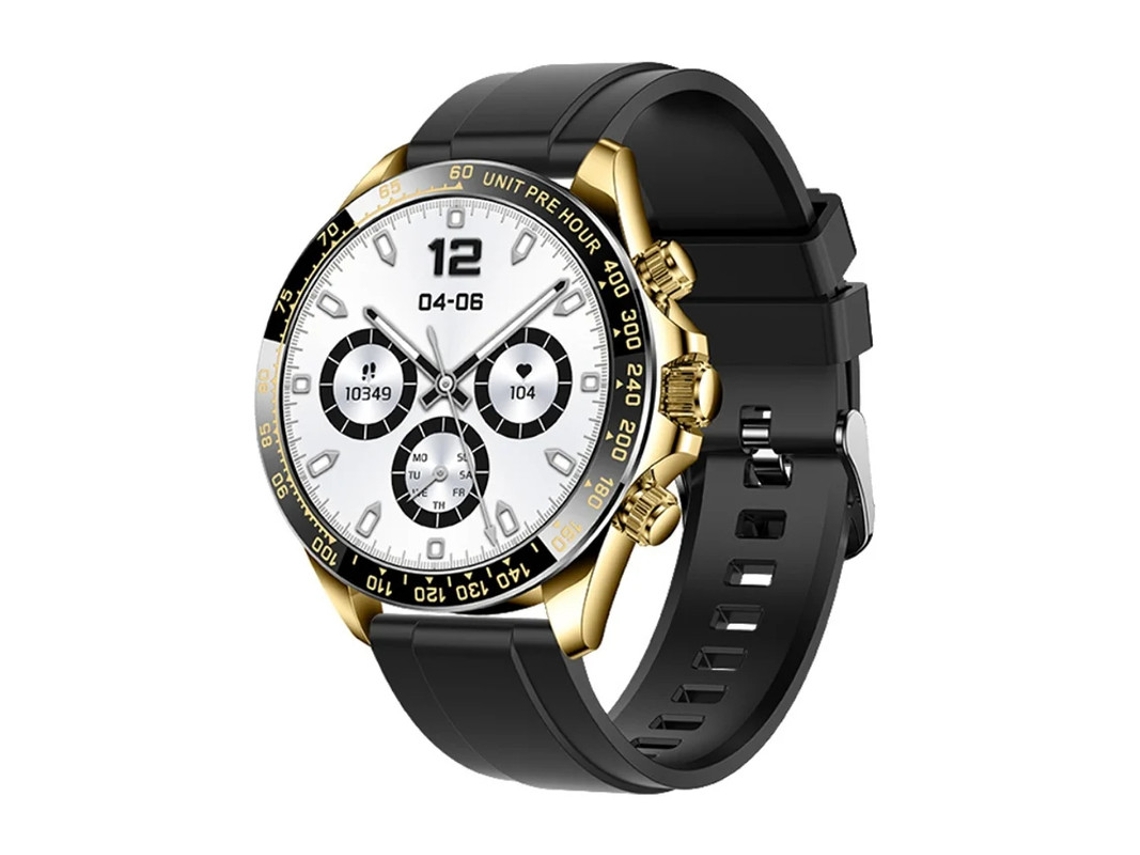 Reloj inteligente con llamadas Bluetooth, botón giratorio, monitor de frecuencia cardíaca y presión arterial, negro, Bestvite