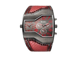 Reloj Casual Oulm Dual Time Quartz Para Hombre, Resistente Al Agua Hasta 30 M (rojo)