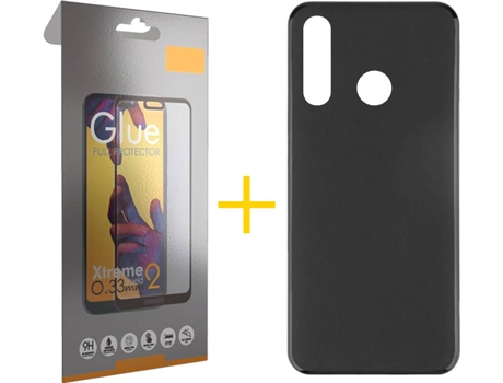 Kit Funda + Protector de Pantalla Huawei P40 Lite-E SKYHE Cristal Templado 7578 Negro