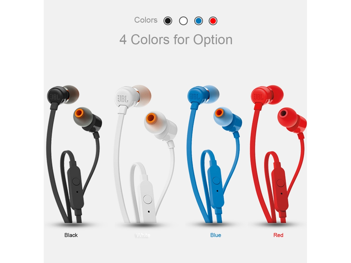 Auriculares Intrauditivos Con Cable Jbl T110 Con Conector De 3,5 Mm, Control En Línea Y Micrófono Para Música Y Deportes.