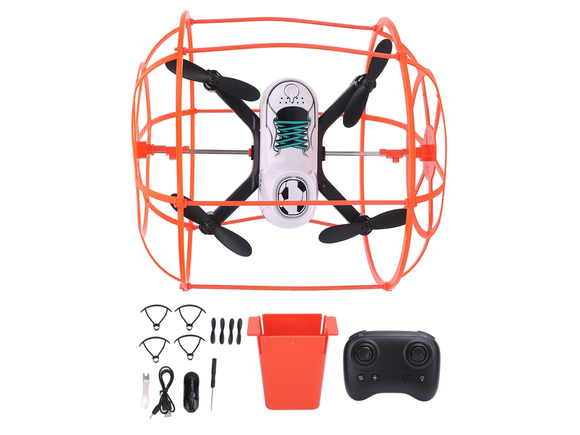 Dron Cuadricóptero De Juguete Con Control Remoto, Luz Led Y Protector, Modos De Juego De 360 Grados.