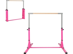 Barra de Gimnasia Plegable para Niños, Barra Horizontal Gimnasia, Alturas Ajustables de 13 Posiciones, Carga 100kg, Casa, Gimnasio Rosa COSTWAY