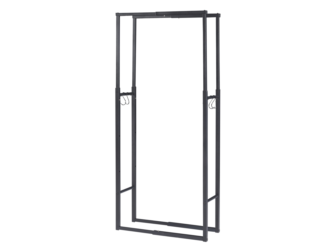 Soporte para leña Kasan tamaño ajustable en altura y anchura acero 60-100 x 25 x 100-150 cm - Negro [EN.CASA]