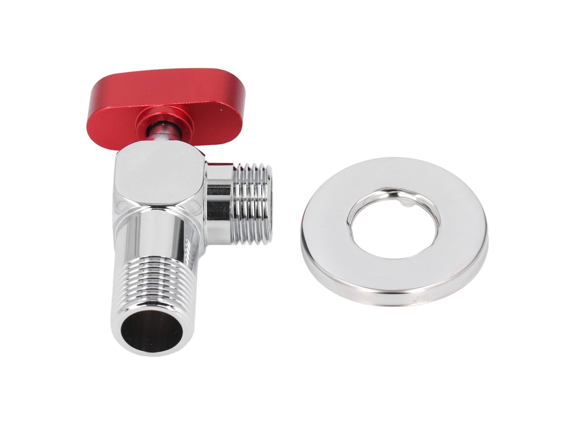Válvula de cierre angular de cobre para cocina y baño, roja.