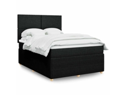 Maison Exclusive - Cama Box Spring Con Colchón Tela Negro 140x190 Cm