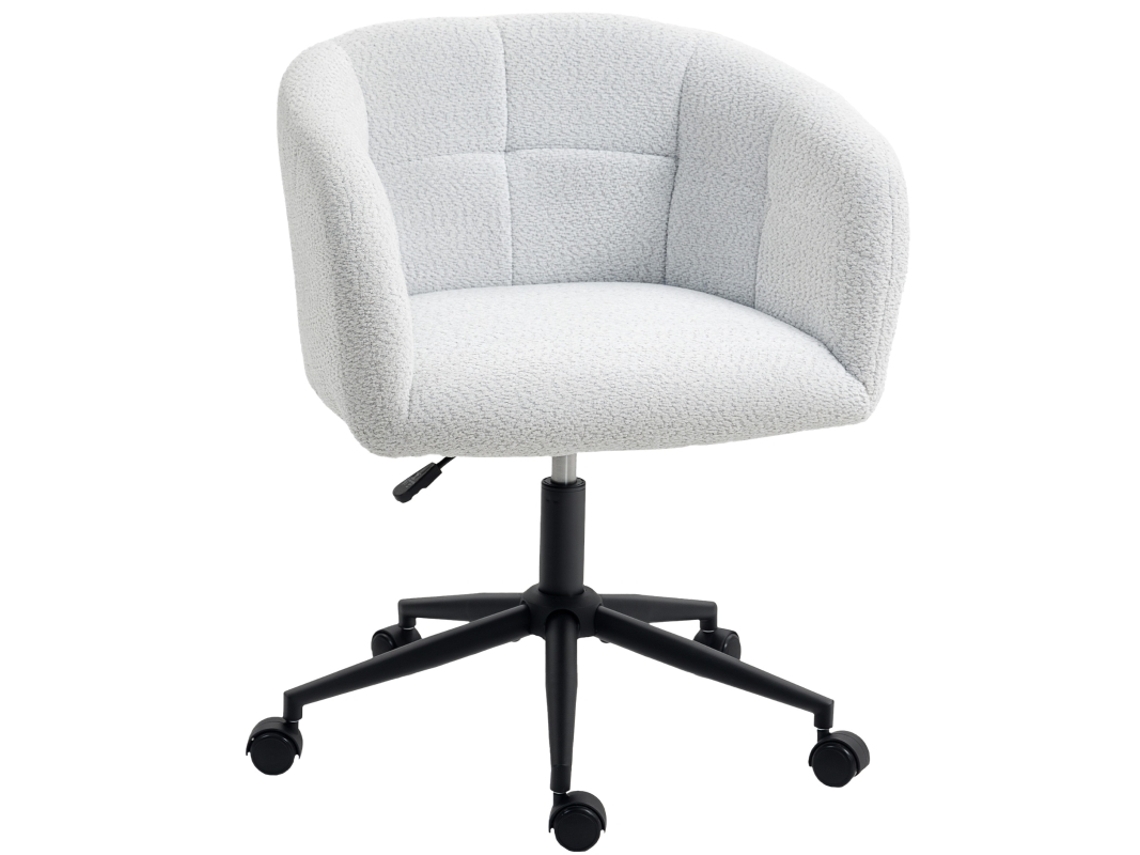 Silla De Oficina Diseño Concha Crema Y Negro, Tapizado Suave, Base De Acero Con Ruedas
