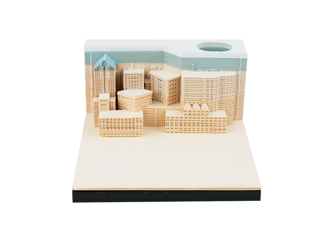 Bloc de notas Eifson 3D, bloc de notas adhesivas, ciudad de noche con luz