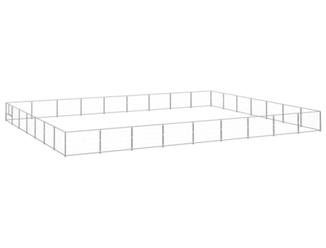 vidaXL Perrera plateada 63 m² acero