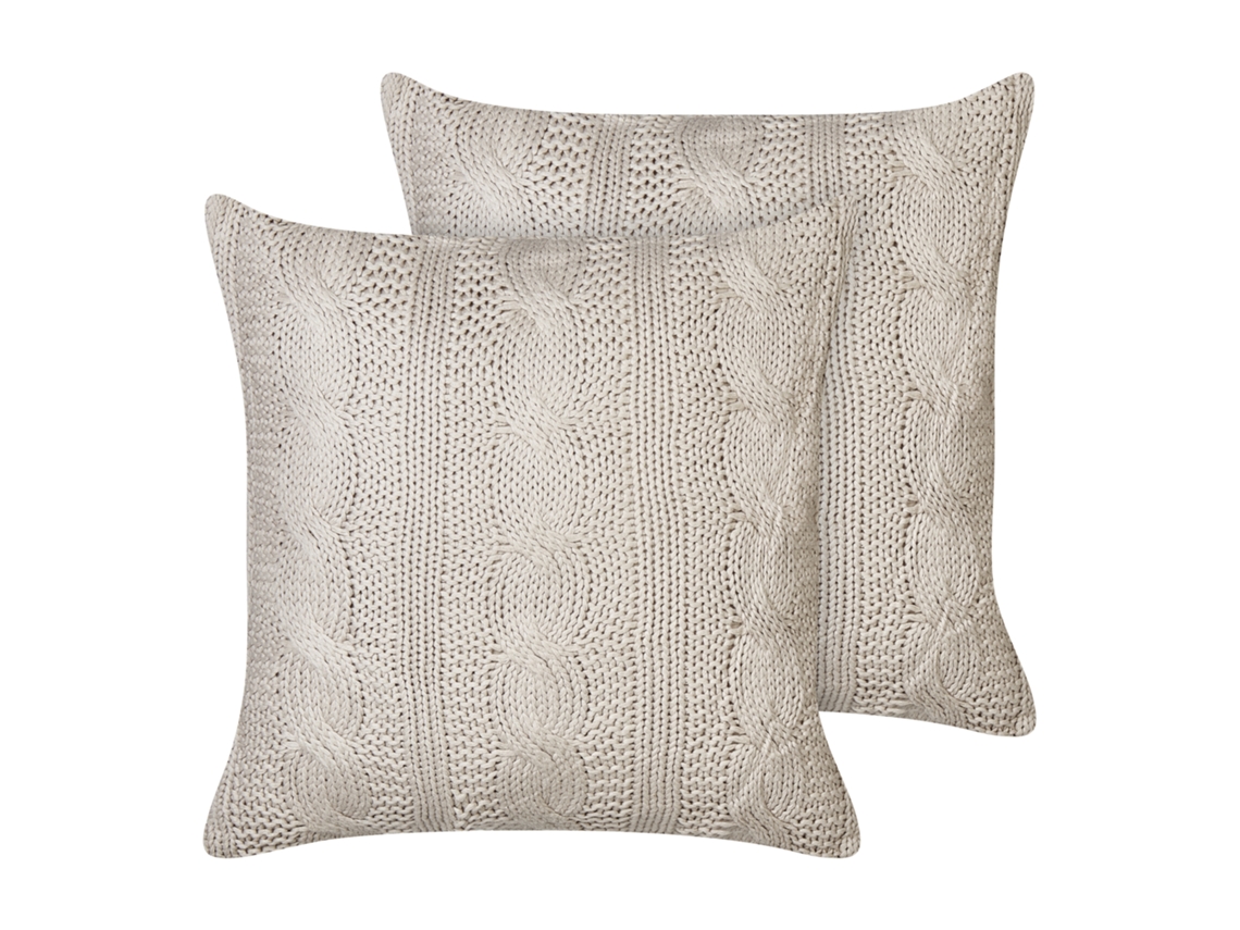 Juego de cojines de punto BELIANI Constylis de Algodón Beige 45x45x15