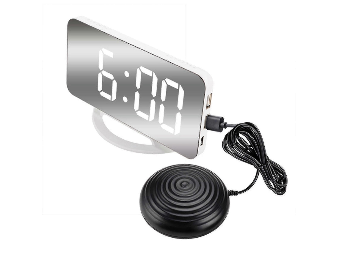 Reloj despertador digital vibratorio con espejo multifuncional, reloj de escritorio sencillo con alta vibración para uso doméstico y de oficina.