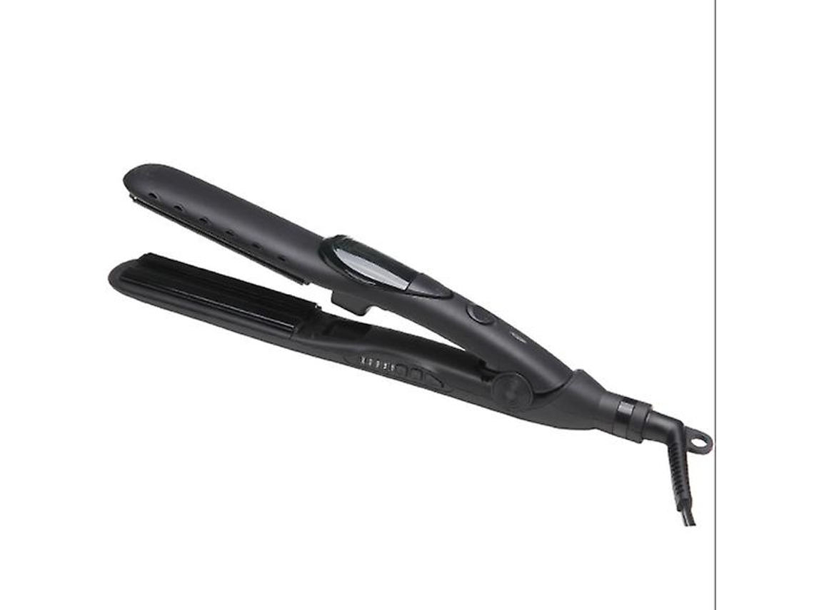 Plancha de pelo 2 en 1 Plancha de pelo con forma de onda de cerámica Temperatura ajustable con función de planchado a vapor negro YEMAESRE