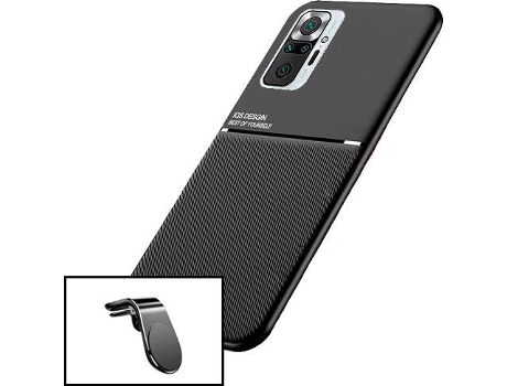 Kit Funda Magnetic Lux y Soporte Magnético L Safe Driving de Coche Xiaomi Redmi Note 10 Pro+ PHONECARE Negro