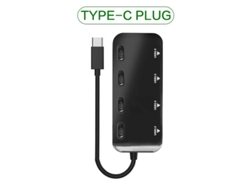 Estación de fondeo YIZHOOD Tipo C Slim USB 3.0 Hub 4 Puertos USB3.0 USB de alta velocidad negro