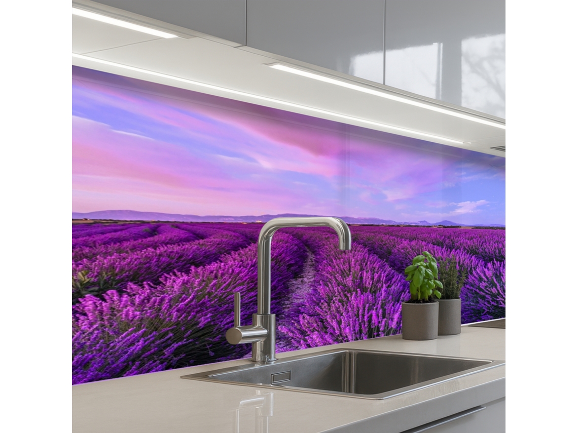Salpicaderos De Cocina Lavanda - Violeta - Flores - Naturaleza 150x60 Cm
