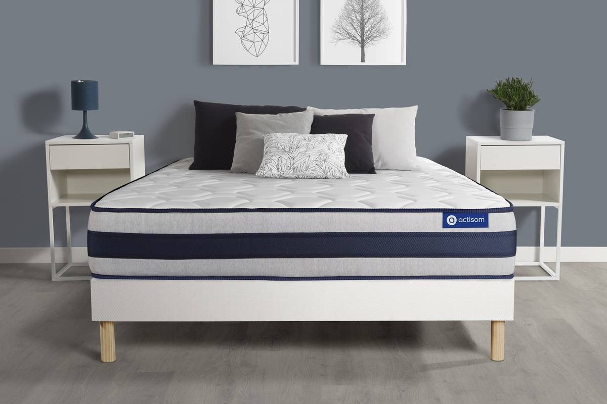 Conjunto de Somier Blanco + Colchón ACTISOM Actiflex Ergo (135x200 cm - Muelles Ensacados)