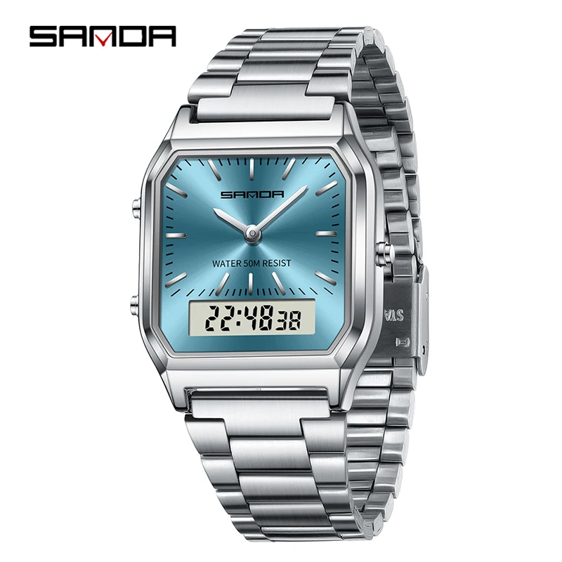 Reloj Deportivo Digital Led Unisex, Diseño De Doble Pantalla, Reloj De Pulsera De Cuarzo Resistente Al Agua.