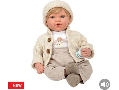Muñeco ARIAS Elegance 45 cm Iria Beige c/ 14 Sonidos (Edad Mínima: 0 Años - 46,5 x 21,5 x 30 cm)