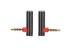 2 Adaptadores De Audio De 3,5 Mm Macho A Hembra En Ángulo Recto, Conector Estéreo Negro