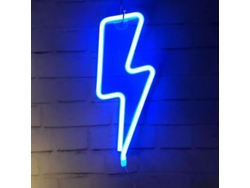 2026-4954-luz Neon Azul Cute, Señal Led Decorativa Con Forma De Rayo, Para Navidad, Cumpleaños, Fiesta, Habitación Niños, Salón, Decoración De Boda
