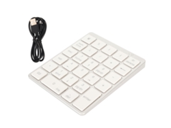 Teclado Numérico Con Cable Usb Mini, 28 Teclas, Portátil, Aleación De Aluminio, Blanco/plateado, Recargable.
