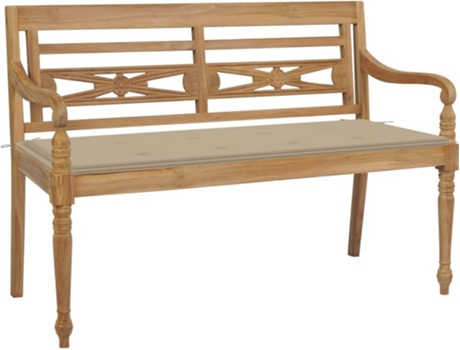 Banco de exterior VIDAXL Beige Teca (120x51.5x84 cm)