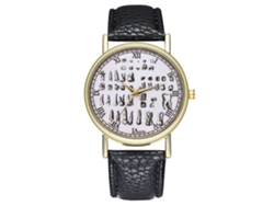 Reloj De Pulsera Unisex Informal Y Moderno Con Correa De Cuero Sintético Y Movimiento De Cuarzo Negro.