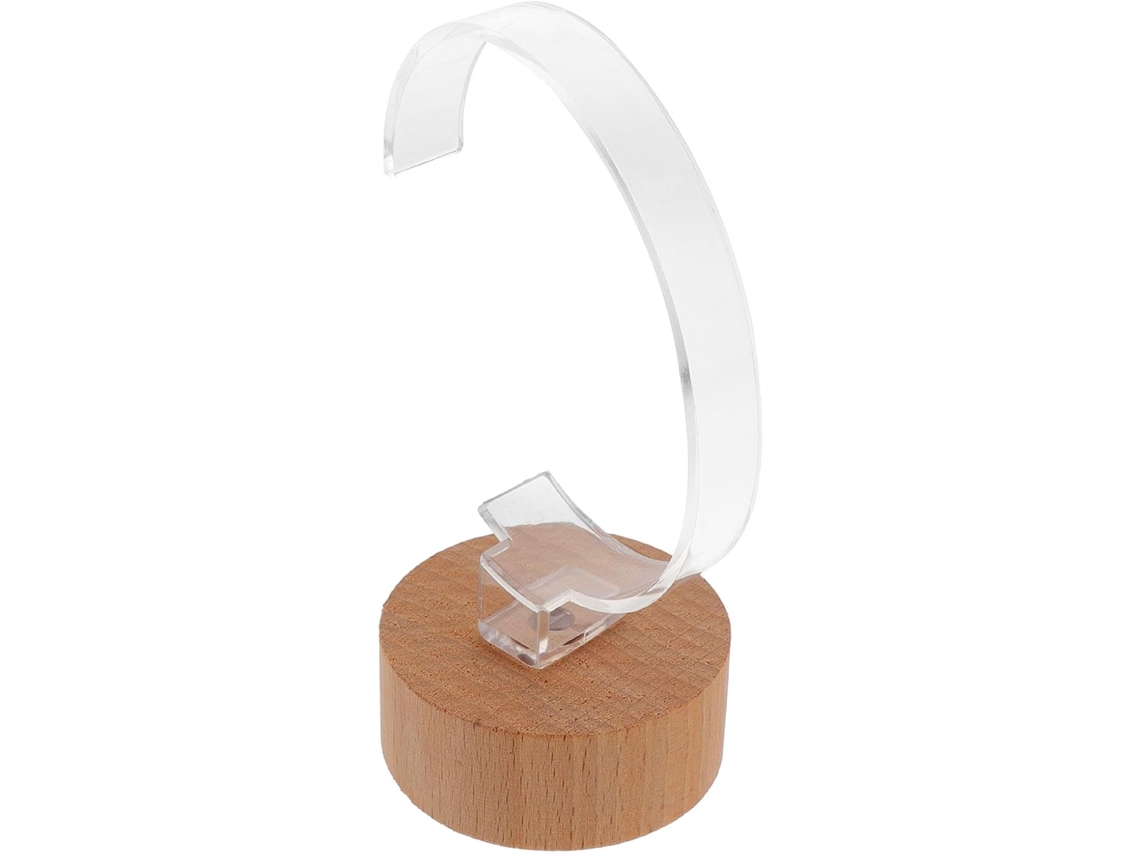 Soporte Madera Acrílico Relojes Pulseras Expositor Resistente Golpes Estable Diseño Elegante Hogar Tienda Base