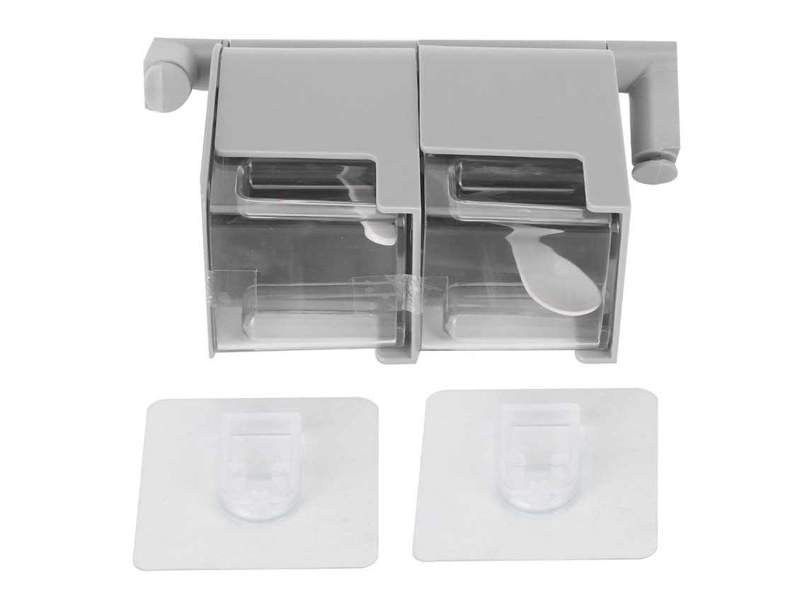 Estante Giratorio Para Especias De Pared, Sin Clavos, De 2 Niveles Con Cajón Para Cocina, Color Gris.