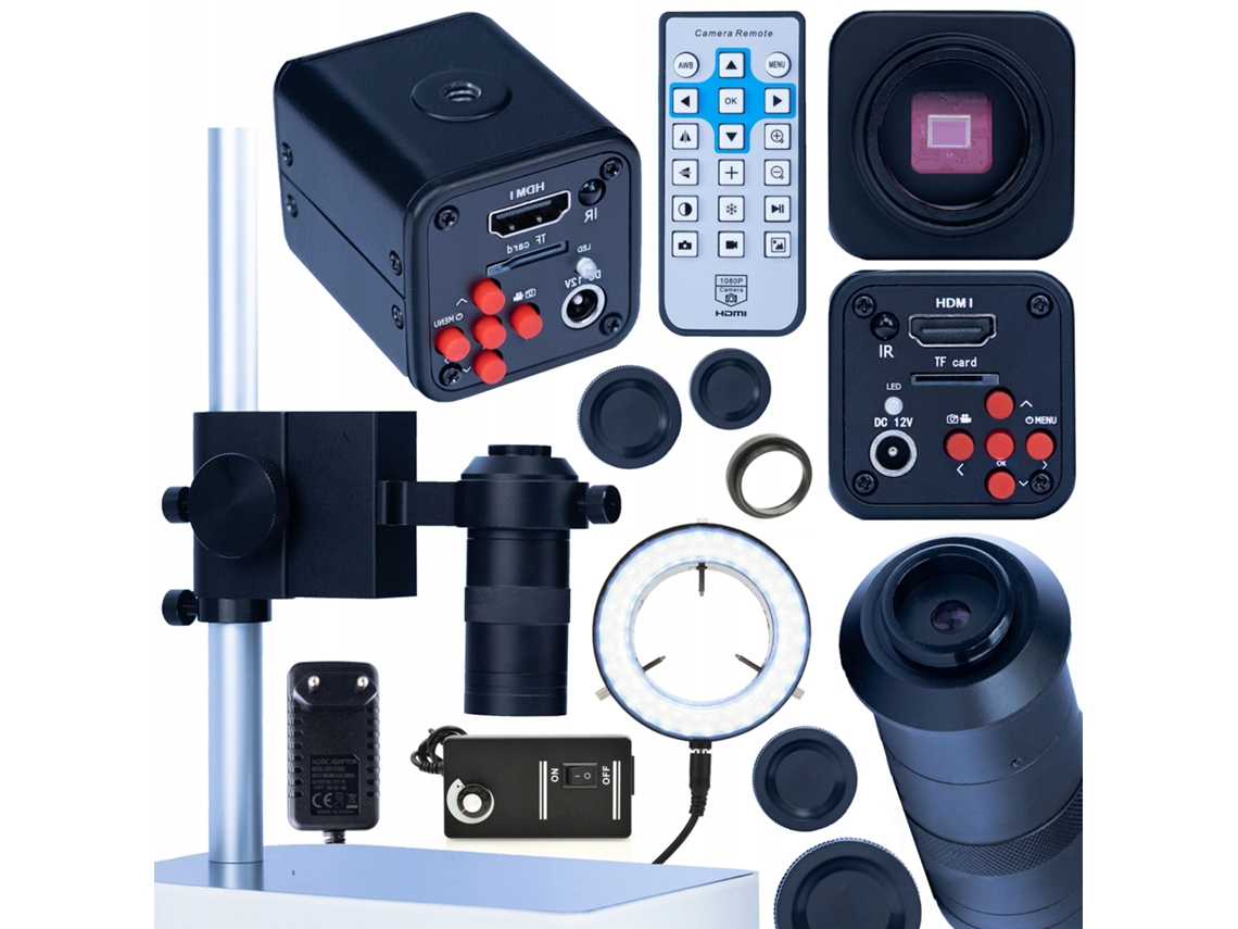 Microscopio Norma Black Pro 4 en 1: cámara HDMI 1080p, lente 100x, platina e iluminador LED | Alta precisión