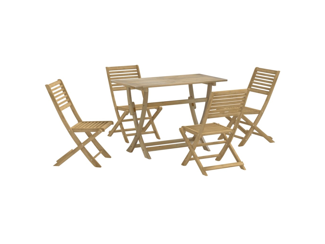 Conjunto 5 Juego De Comedor De Jardín VIDAXL Marrón Madera de acacia