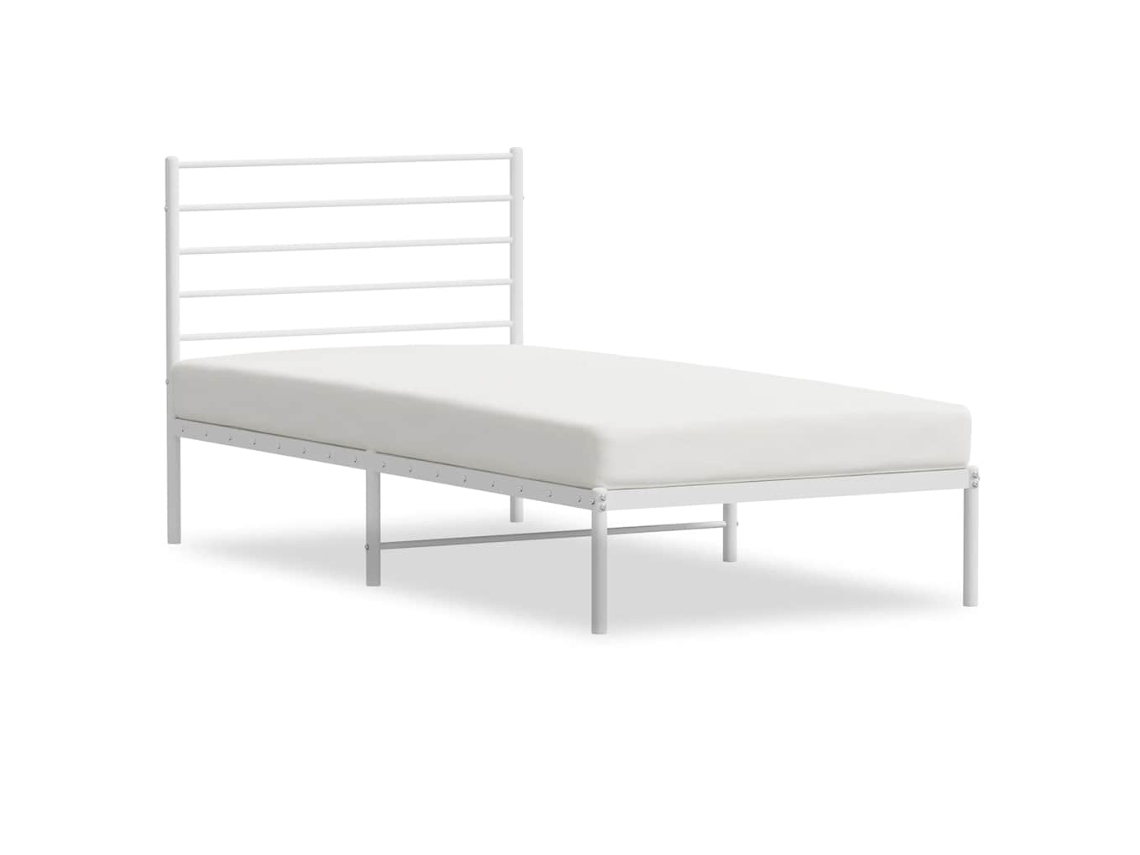 Maison Exclusive - Estructura Cama Sin Colchón Con Cabecero Metal Blanco 100x200cm