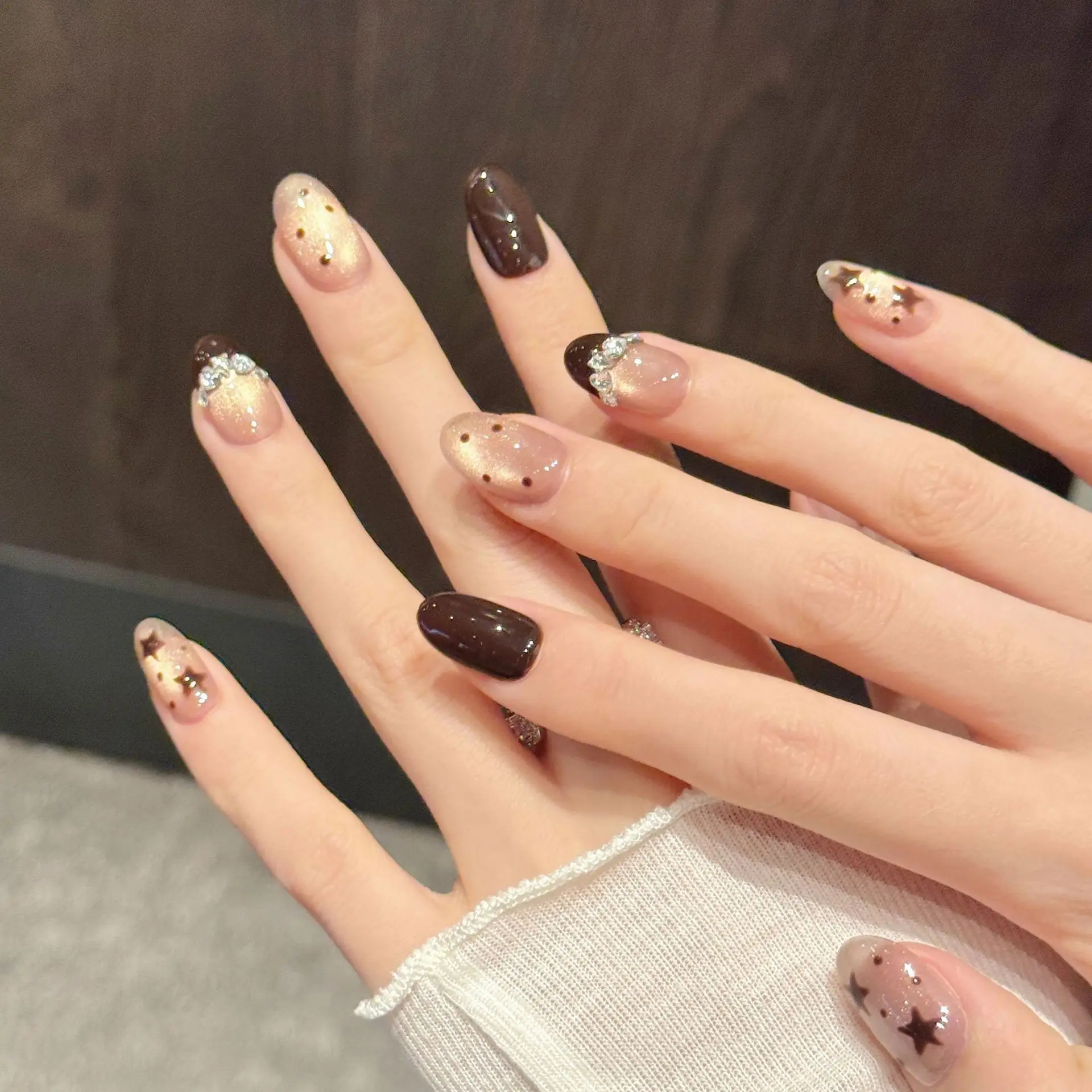 (634-m) Uñas Postizas/de Manicura Francesa De 10 Piezas