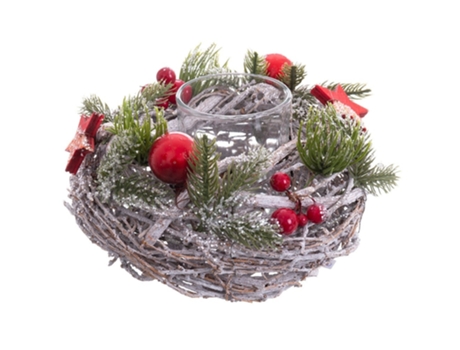 Adorno de Navidad JUINSA Portavelas Madera (17x17x20cm)