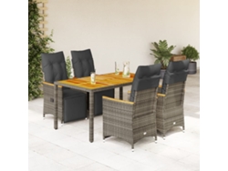 Conjunto de bistró de jardín con cojines de mimbre gris, Dkd Home Decor