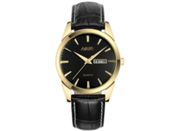 Reloj De Cuero Analógico De Acero Redondo Para Hombre Con Cristal De Quartzo