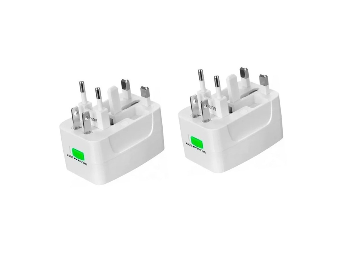 2026as-2pcs Adaptador De Corriente Universal Abs 1300w Cargador Convertidor Viaje 100‑240v