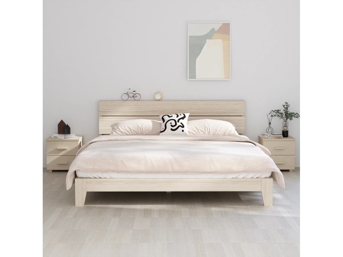 Mesas Cabeceira LOVELY HOME Mesinha 2Pcs Hamar 40X35X44,5 Pinho Maciço Castanho-Mel