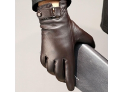 2026-guantes De Cuero De Oveja Auténtico Para Hombre Con Forro Suave Calefaccionado Tactil Para Conducir Talla M L Xl L Café