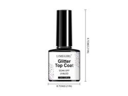 Gel de color para uñas, ideal para manicuras, capa superior de gel funcional con purpurina.