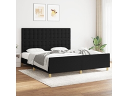Estructura De Cama Con Cabecero De Tela Negro 180x200 Cm