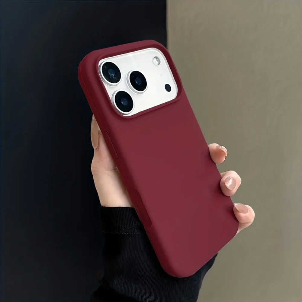 (burdeos Iphone 13 Pro Max) Funda Protectora De Silicona Líquida Para Iphone, A Prueba De Golpes Y Con Cubierta Trasera Suave Y Acolchada.