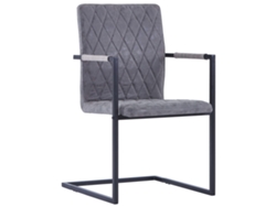 Maison Exclusive - Sillas De Comedor Voladizas 2 Uds Cuero Sintético Gris Oscuro
