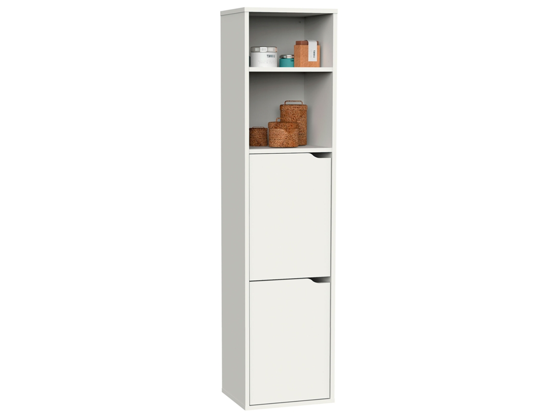 Columna De Baño, Mueble Auxiliar, Armario Alto Estilo Moderno 150x36,5x30 Cm Espacio Almacenaje Briebe Aura Blanco