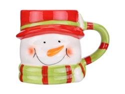 Taza De Cerámica De Muñeco De Nieve Navideña 401-500ml Regalo Para Familia Y Amigos