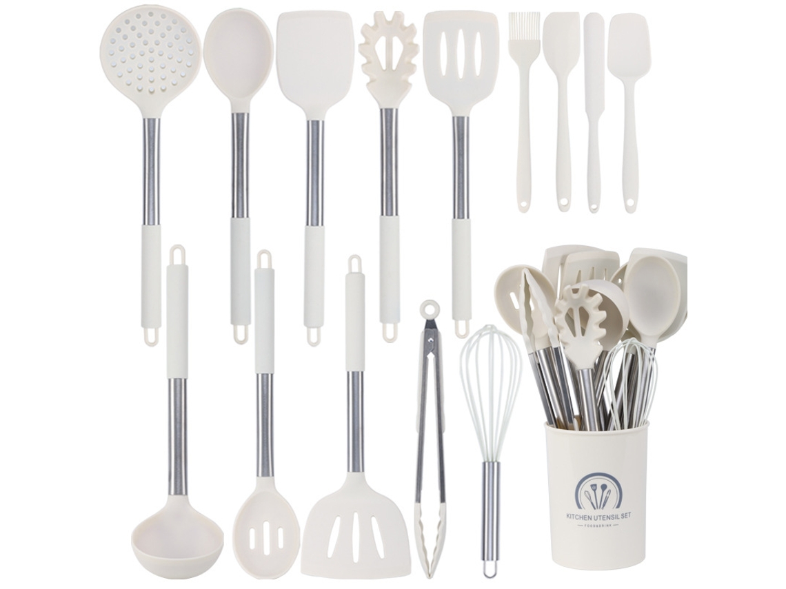 Juego De Utensilios De Cocina De Silicona Resistentes Al Calor Juego De 15 Piezas Con Asas De Acero Inoxidable Para Cocinar Y Hornear Cuich