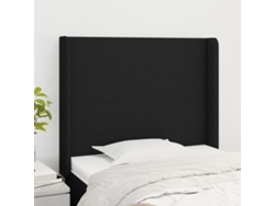 Cabecero Con Orejas De Tela Negro 83x16x118/128 Cm