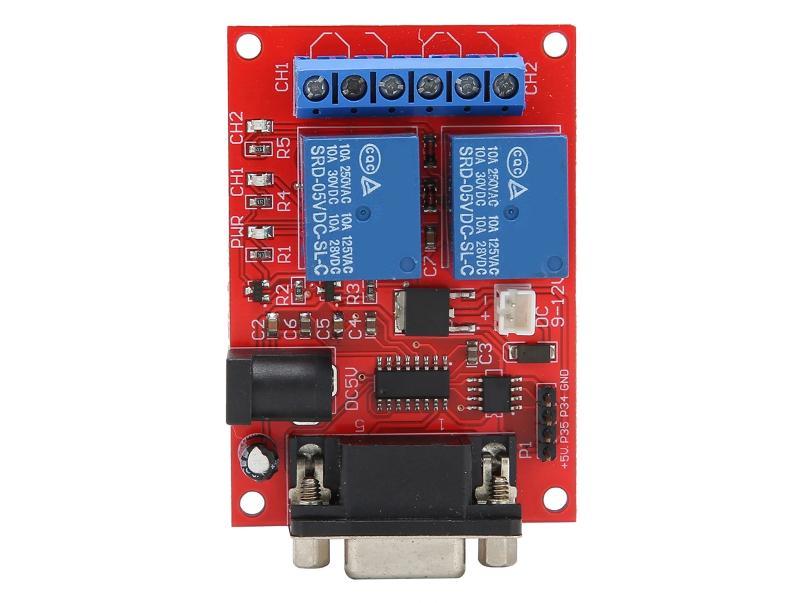 Módulo De Relé De 2 Canales Con Control Por Puerto Serie, Filtro De Condensador Y Controlador Stc15f104w Sr10
