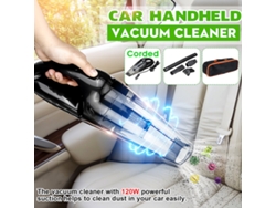 Aspiradora de mano plateada de 120 W para coche, portátil, para suciedad húmeda y seca con luz LED