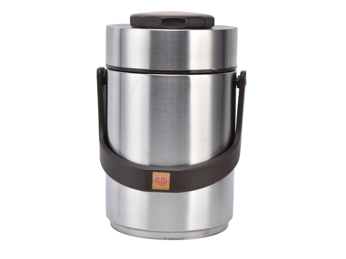 JILLIOPER Fiambrera Térmica Acero Inoxidable 304 2000ml Gran Capacidad 3 Niveles Aislamiento al Vacío para Adulto